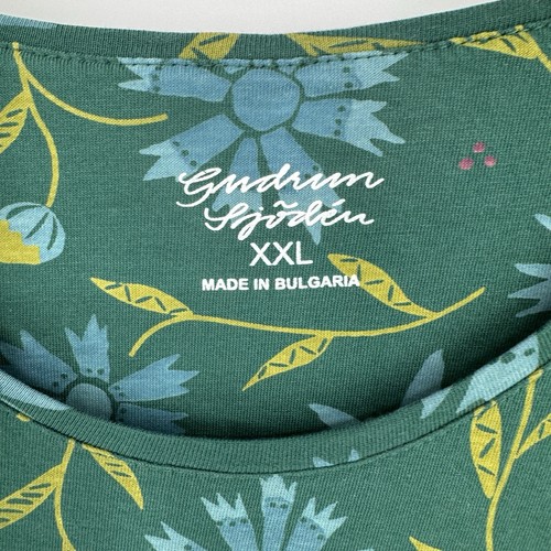 Gudrun Sjoden dress XXL green floral organic cotton midi pockets cottage forest - Picture 2 of 5