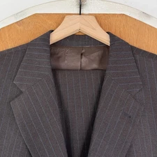 Chiarelli Suit Mens 46XL Brown Pinstripe 3 Button Wool Blend Canvas Italy 34x32