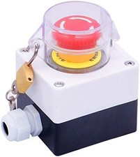 22mm Emergency Stop Push Button Switch Cover Station Box,2 NC Red Mushroom Latch