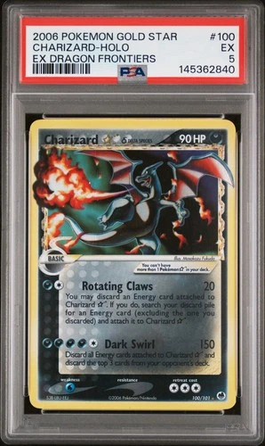 2006 POKEMON EX DRAGON FRONTIERS GOLD STAR #100 CHARIZARD-HOLO PSA 5