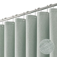 Linen Textured Shower Curtain 72x78 Sage Green - Luxury Waterproof Fabric