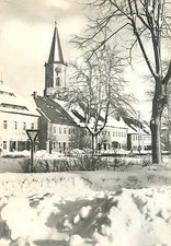 AK - Sayda Erzgebirge - Markt im Winter - Kirche