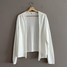 J. Jill Linen Blend Open Front Long Sleeve Cardigan Sweater Reasort White Large