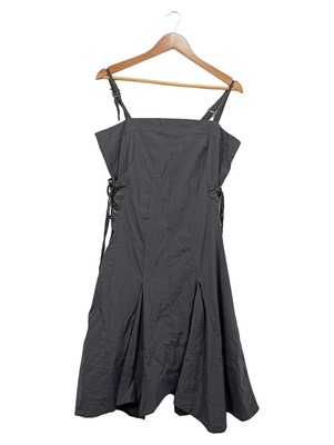 Tredy Damen Sommerkleid Freizeit Midikleid Uni Grau Gr. 40