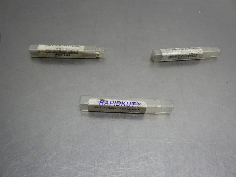 Lot of 3 NEW! RapidKut Carbide Drills & Reamer Various Styles/Sizes (As Shown)