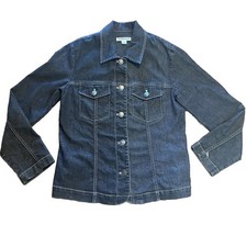 Pendleton Women's Black Jean Jacket Western Button Front White Stitch Small Coat