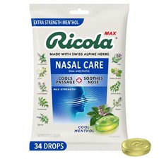 Ricola Menthol Throat Drops Herbal Cough Relief Swiss Mountain Blend 34 Count