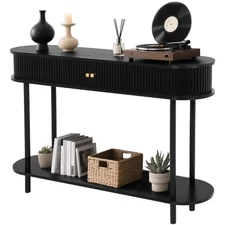 47.2 Inch Fluted Console Table with Storage, Mid Century Modern Sofa Tables