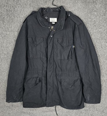 Alpha Industries MIilitary M-65 Jacket Mens Large Multipocket Full Zip Button Up
