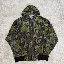 Vintage 80s Carhartt Trebark 819 Camo Full Zip Hoodie Jacket Made in USA Large
