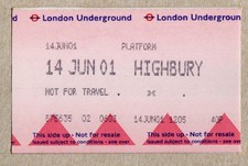 Highbury 02 - UTS London Underground platform ticket - London