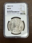 1884-O MORGAN SILVER DOLLAR $1 – NGC MS65 Blast White GEM!