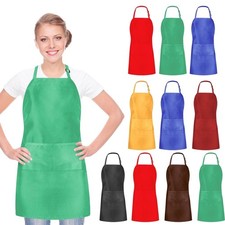 10/20 PCS Plain Bib Aprons Bulk, Adjustable Colorful Aprons with 2 Pockets fo...