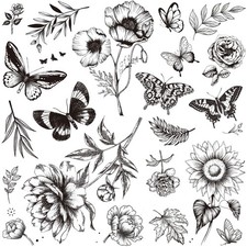 6 Sheets Black Temporary Tattoos Realistic Waterproof Fake Tattoos for Arm Legs