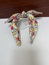 Coral and Yellow Flowers Homemade Tie Knot Headband Hair Accessory for Women