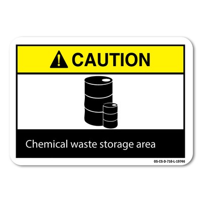 Chemical Waste Storage Area ANSI Caution Sign Metal Plastic Decal