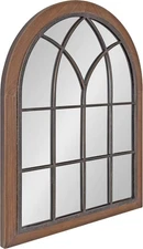 Kate Laurel Nola Arch Wood Framed Wall Mirror 22 x 28 Rustic Brown 22x28