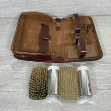Vintage Leather Men’s Grooming Travel Kit Vanity Set Brushes Incomplete Spares
