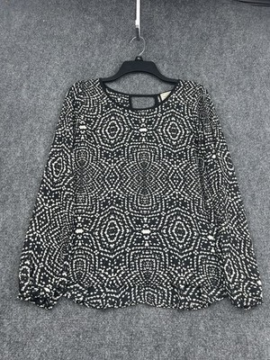 Eyelash Couture Black And White Semi-Sheer Long Sleeve Blouse