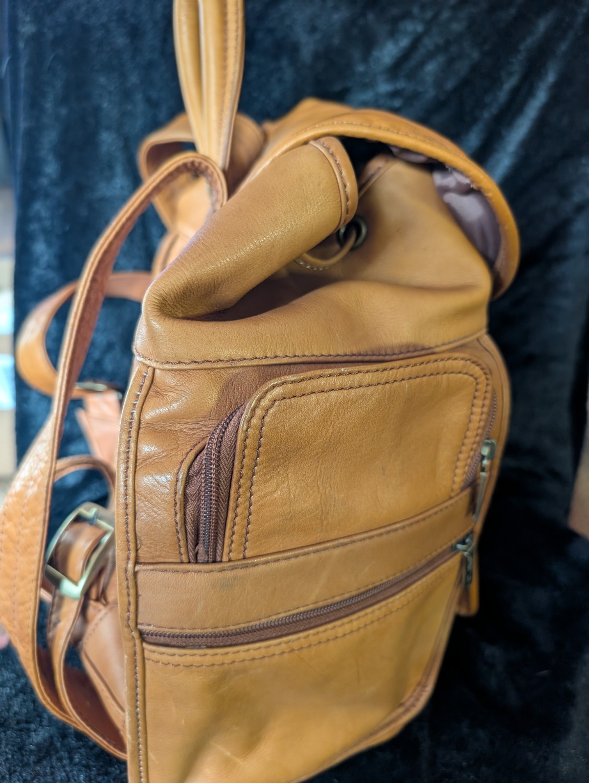 Clava American Leather Drawstring Backpack Unisex… - image 6