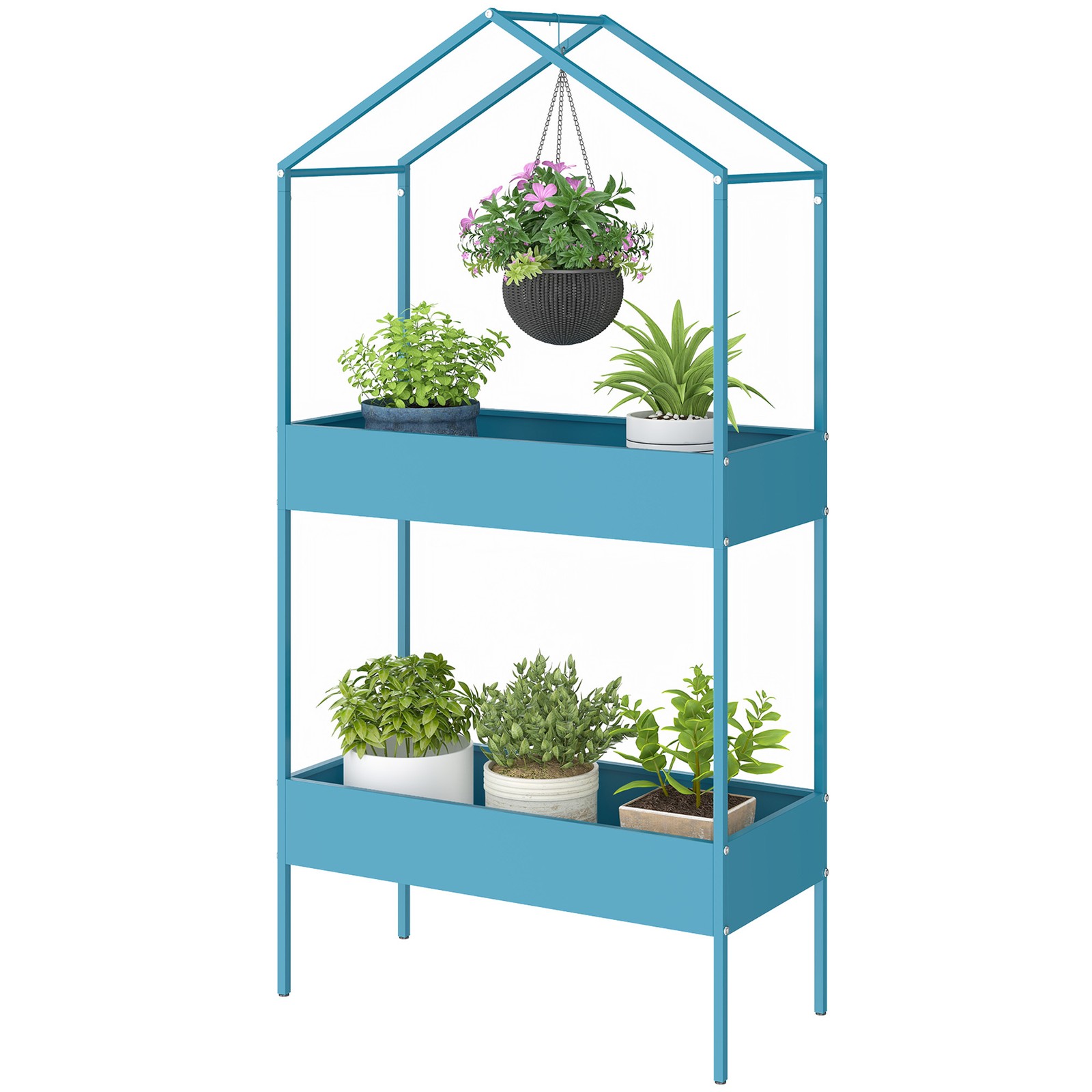 Portapiante Outsunny 2 Livelli Metallo Piedini Regolabili 150 cm - 1
