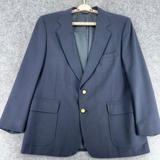 VTG Kuppenheimer Mens Navy Blue Blazer Gold Crest Buttons Made in USA Sport Coat