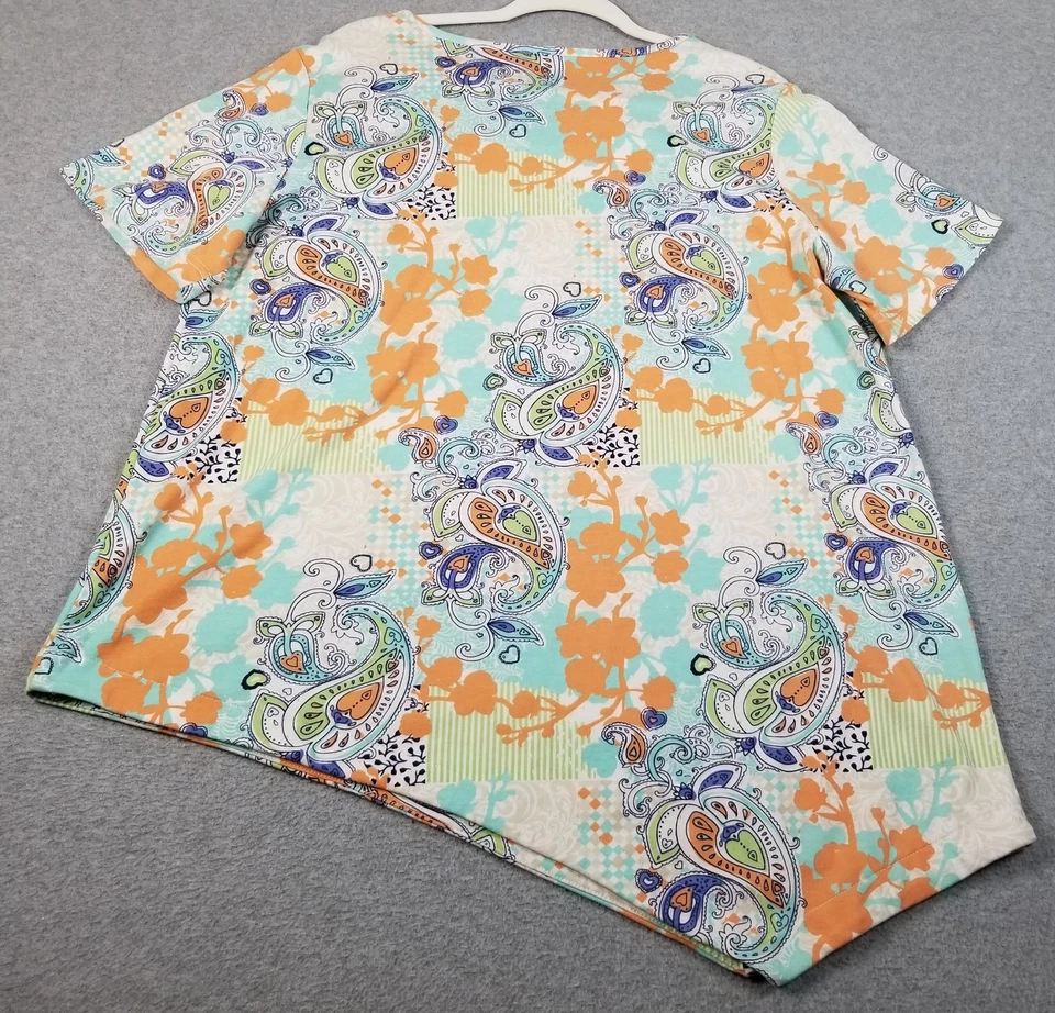 Camiseta BLAIR Top Mujer Extra Grande XL Cachemira Floral Manga Corta Dobladillo Asimétrico Foto 4 de 4