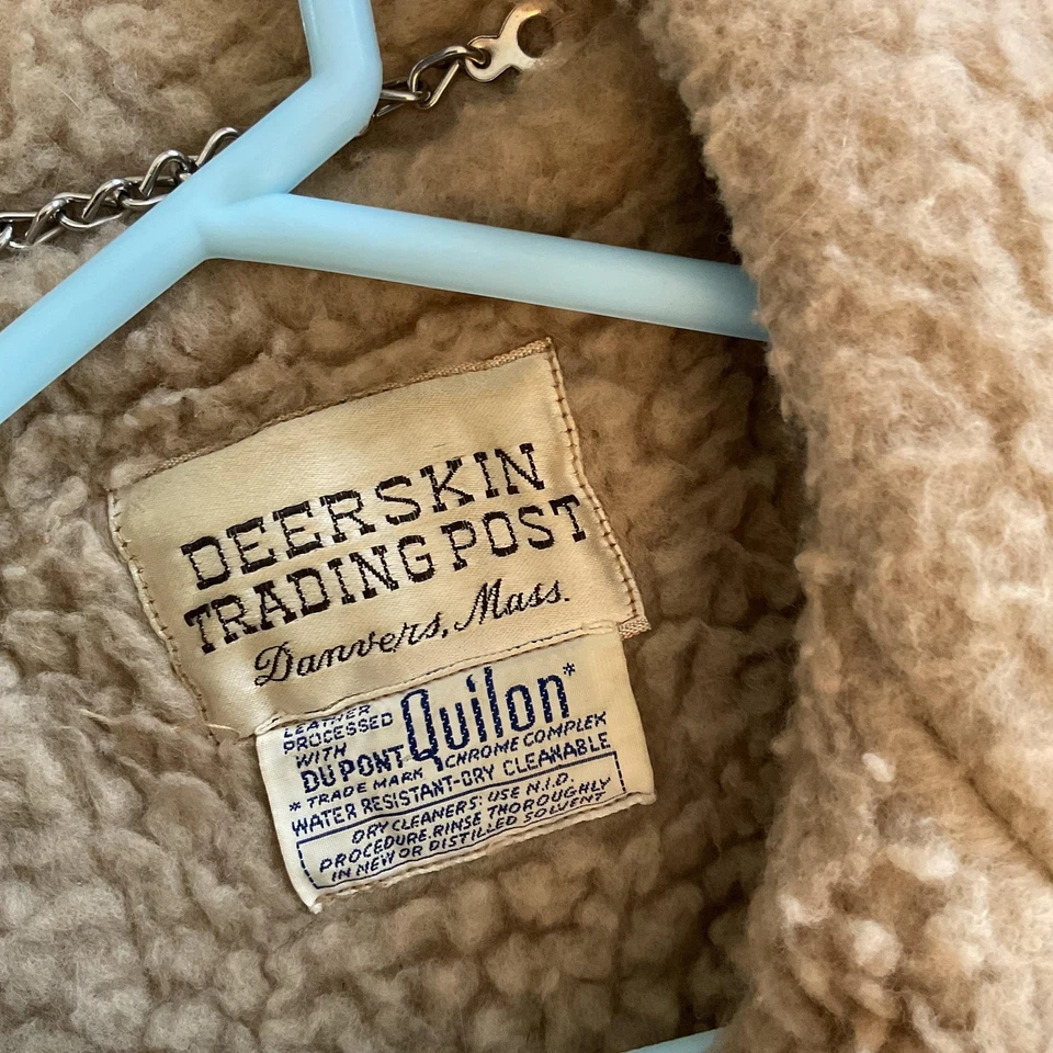 Vintage Deerskin Trading Post Jacket Mens Medium Tan Suede Shearling Lined - Image 2 of 4