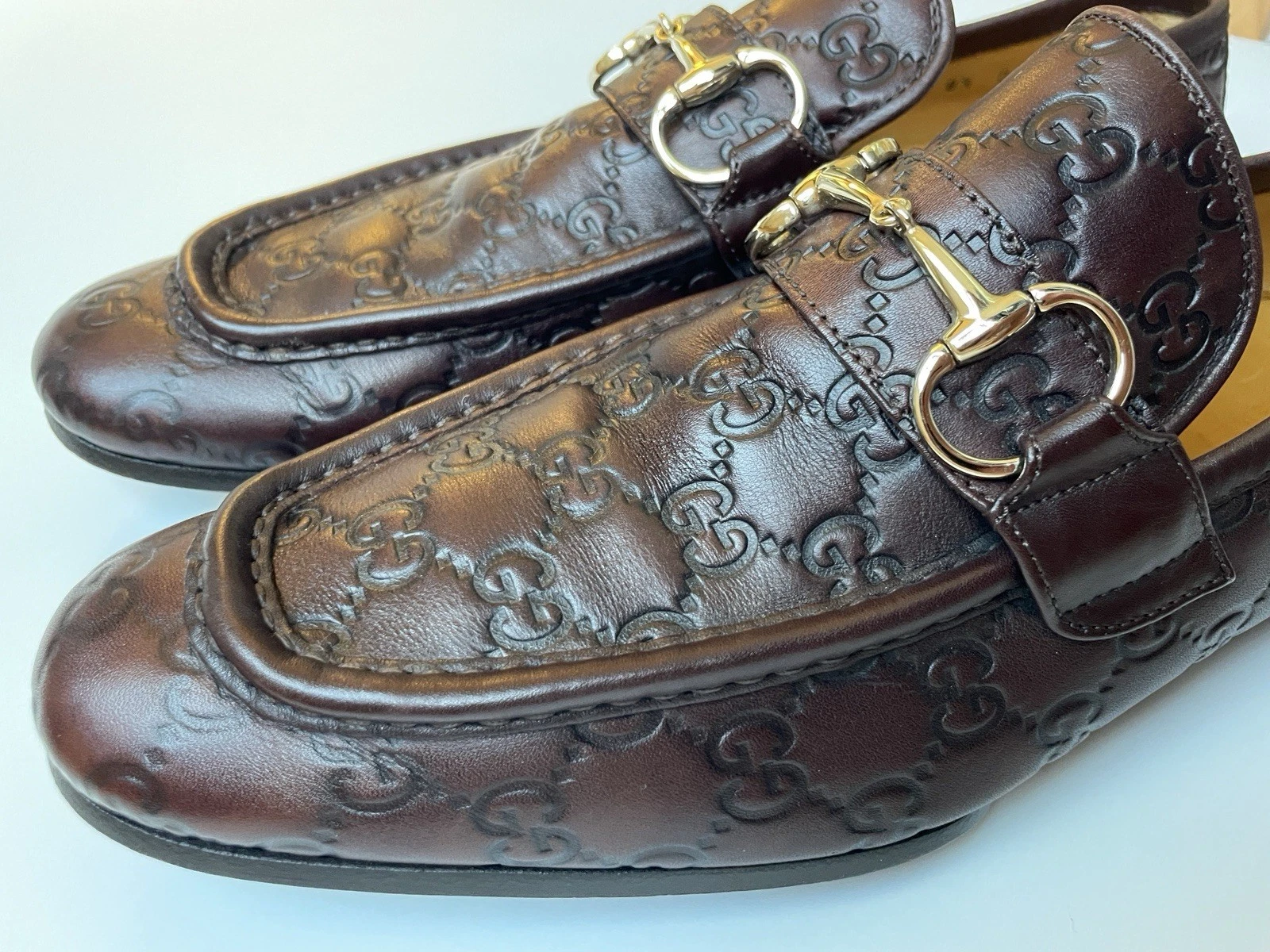 Tom Ford — GUCCI Tom Ford Era Silver Horsebit Loafers GG Playboy 147825 Sz 8.5 G, US 9.5