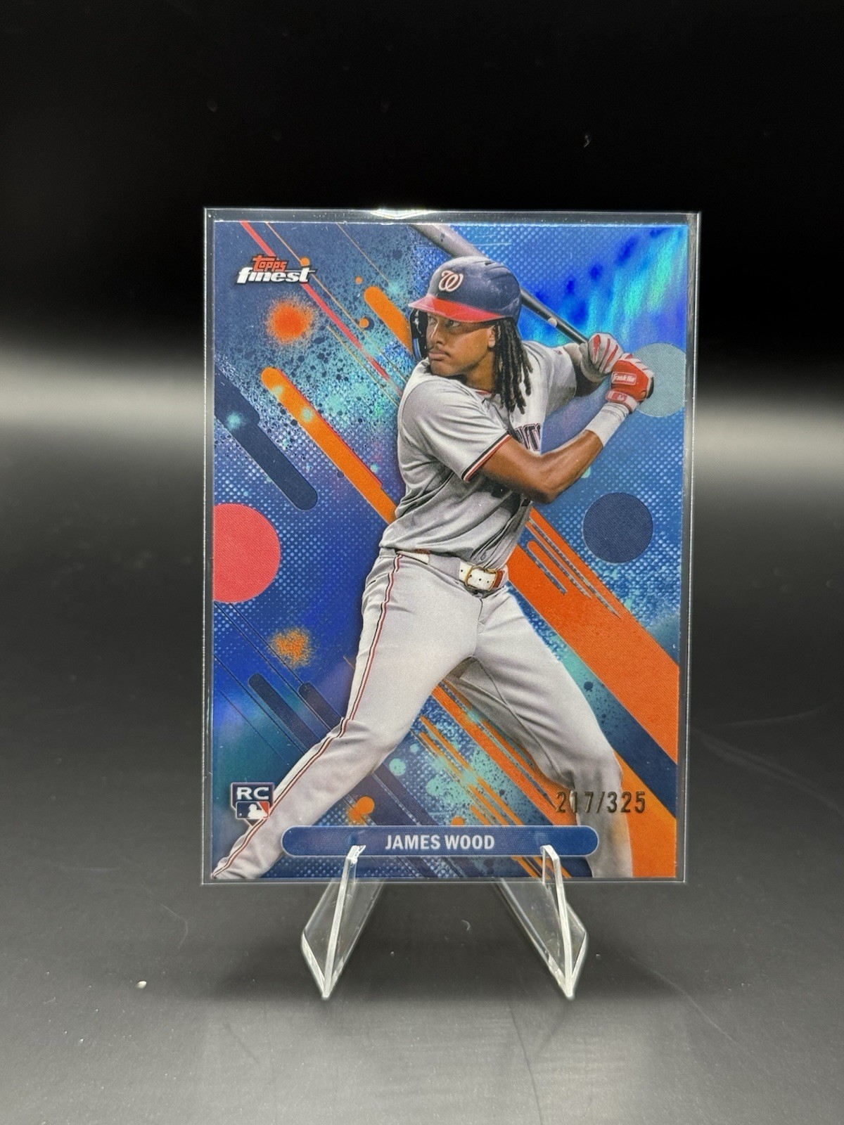 2025 Topps Finest - Common James Wood #100 Sky Blue Refractor /325 (RC)