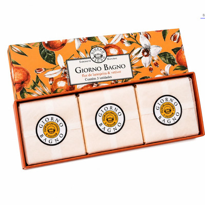 Giorno Bagno Orange Blossom & Vetiver Bar Soap, 100% Plant-Based (kit of 3)