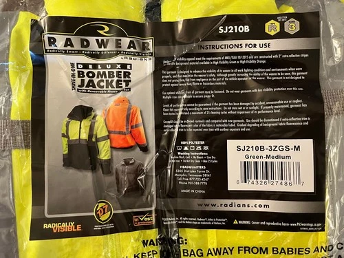 High Vis Deluxe Bomber Jacket w/Removable Fleece Jacket, Medium, Radians SJ210B image 12