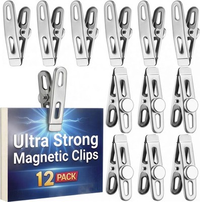 Magnetic Chip Bag Clips for Fridge, 12 Pack Heavy Duty Fridge Magnet with Strong