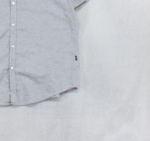 Hugo Boss Shirt Mens Size XL Grey Cotton Linen Slim Fit Short Sleeve - Picture 9 of 15