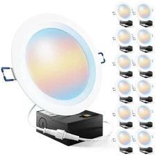 Sunco 12 Pack 6 Inch LED Recessed Light, Ceiling Canless Recessed Lights, Baf...
