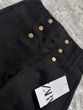 Zara  Anzugshose Skinny /highwaist Gr. S schwarz Stretch Goldknöpfe