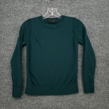 Banana Republic Sweater Womens PXS Petite Green Merino Wool Crew Neck Pullover