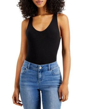 ALFANI Ultra Soft Modal V-Neck Bodysuit sz M Medium Black Layers