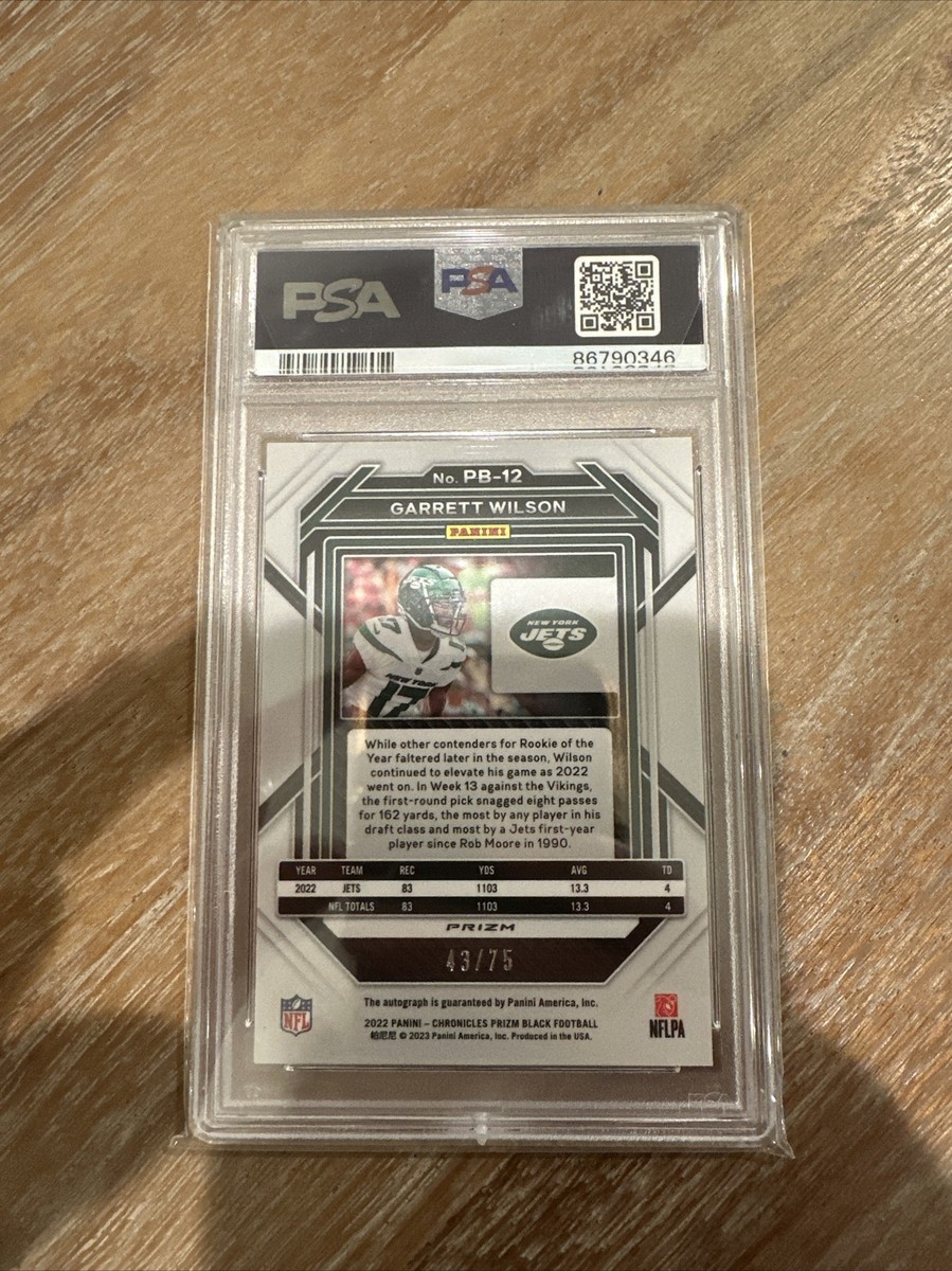 2022 Chronicles Garrett Wilson Prizm Black Orange Auto /75 PSA 10