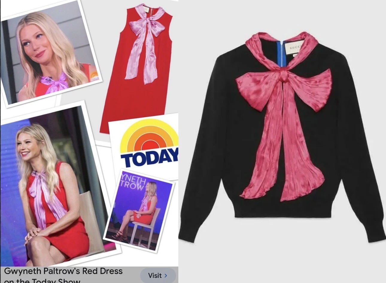 2K Nuovo Gucci 2017 Barbie Nero Rosa Lucido Fiocco Maglione 40 42 4 6 Top Jacket S M