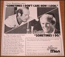 1979 Terry Bradshaw New Man Hairstyle Print Ad Clipping 5x5 Pittsburgh Steelers