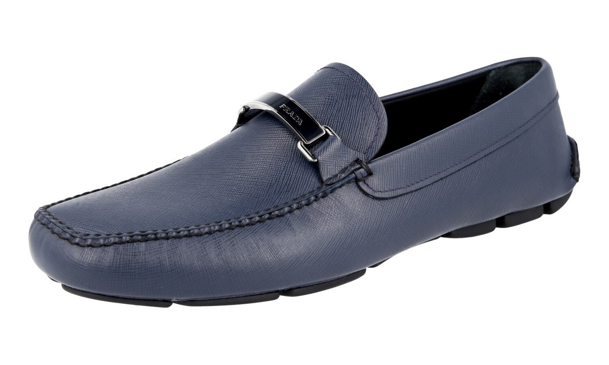 PRADA Saffiano Leather Driving Loafer Shoes 2DD099 Navy Blue  display picture 3