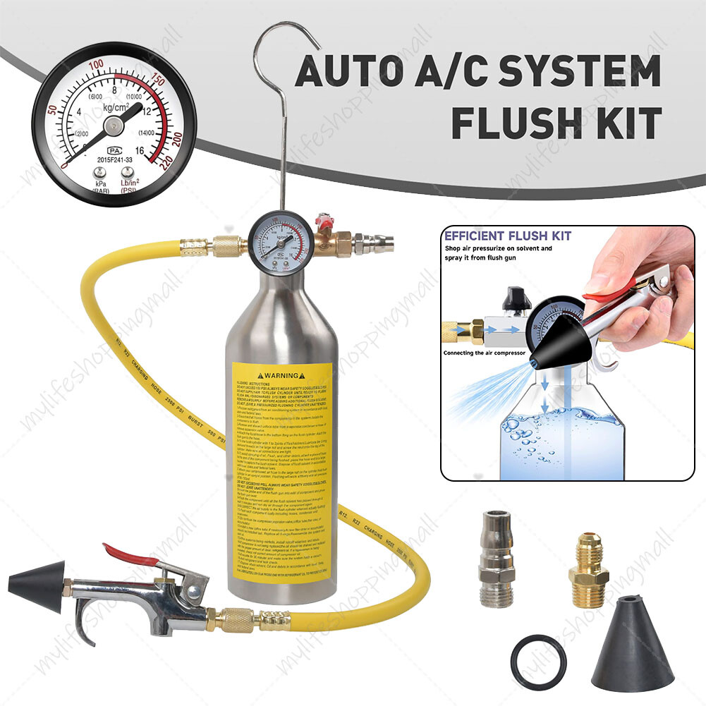AC Flush Kit Car Air Conditioner System Clean For Auto R12 R22 R134A R404 R410A.