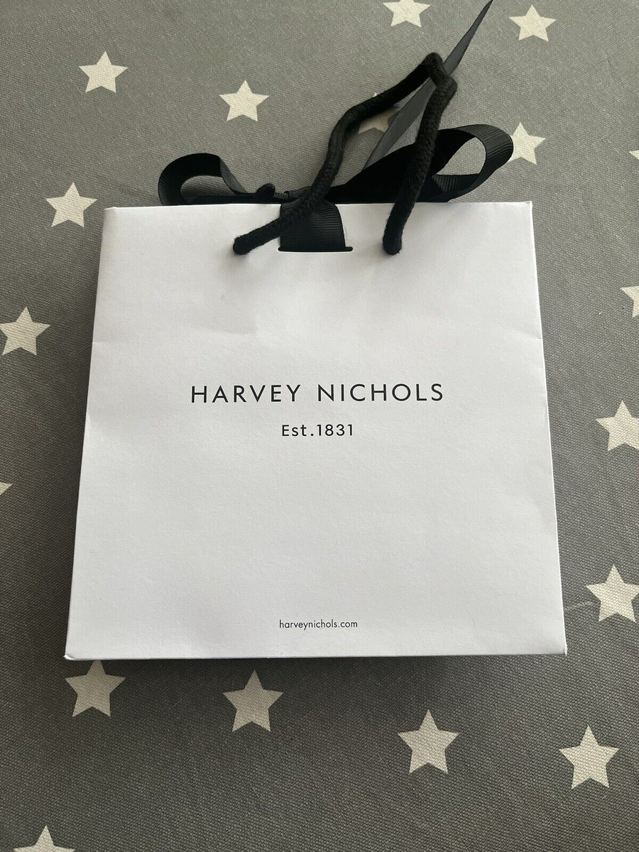 SMALL HARVEY NICHOLS WHITE BLACK GIFT BAG 17x17x9CM WITH BLACK