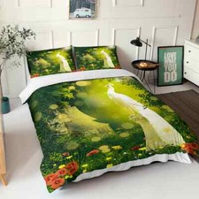Great Habitat Of White Peacock 3D Quilt Duvet Doona Cover Set Pillow case Print