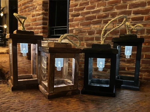 SOLAR POWERED Wooden Lantern | Deck Lighting | Porch Lighting