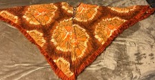 Vintage Women Poncho Country Place King Of The Ponchos Orange Rust Tie Died