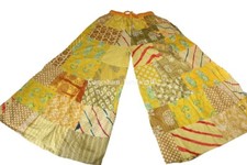 Indian Vintage Rayon Patchwork Wide Leg Hippie Boho Gypsy Palazzo Pants Trouser