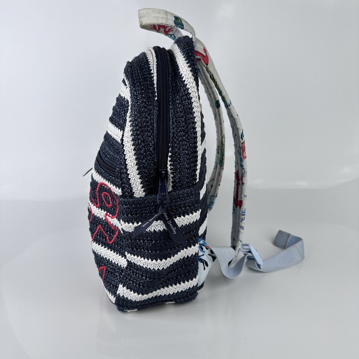 Vera Bradley Straw Backpack Anchors Aweigh Blue White | eBay display picture 2