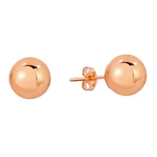 14K Rose Gold Ball Stud Post Earrings All Sizes 3mm 4mm 5mm 6mm 7mm 8mm